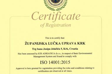 ISO certificat 14001:2015 english