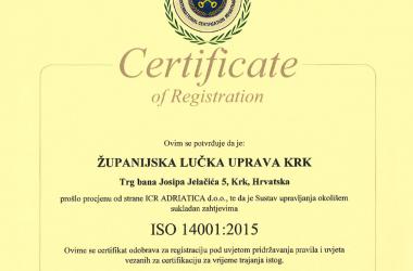 ISO certifikat 14001:2015 hrvatski