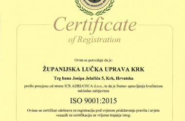 ISO certifikat 9001:2015 hrvatski